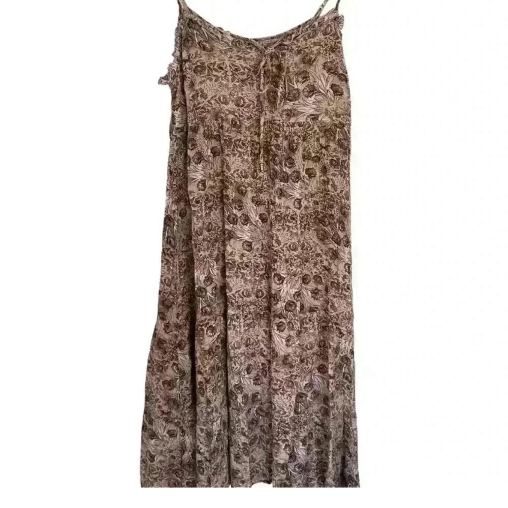 Boho Floral Maxi Slip Dress in Taupe and Brown C’isa size M